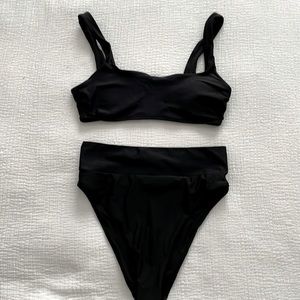 Aerie High Waisted High Cut Black Bikini